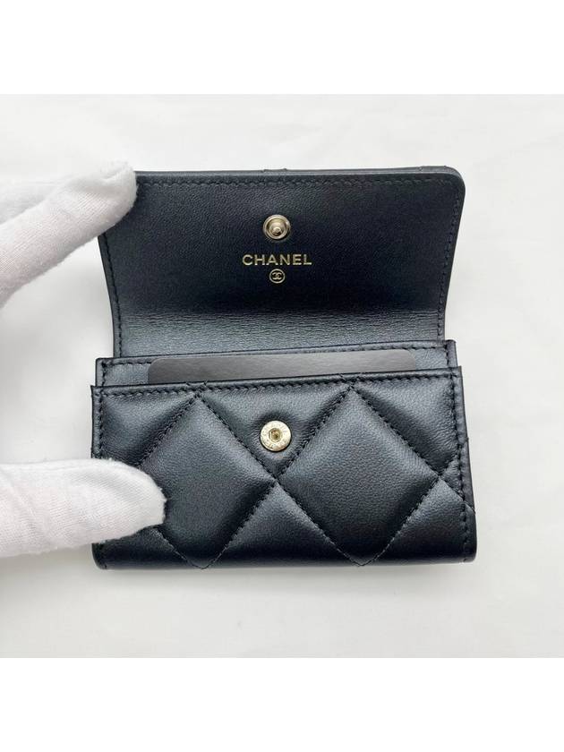 CC Logo Flap Lambskin Card Wallet Black - CHANEL - BALAAN 10