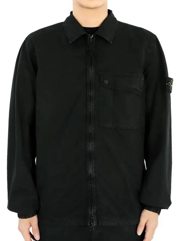 Old Treatment Garment Dyed Overshirt Jacket Black - STONE ISLAND - BALAAN 3