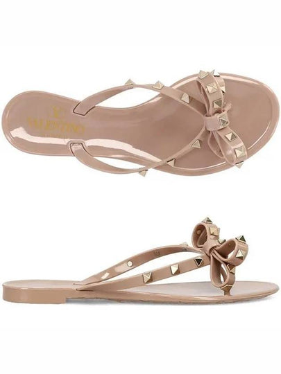 Women’s Rockstud Flip Flops Beige - VALENTINO - BALAAN 2