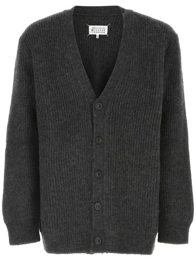 Stitch Alpaca Wool Knit Oversized Fit Cardigan Dark Grey - MAISON MARGIELA - BALAAN 1