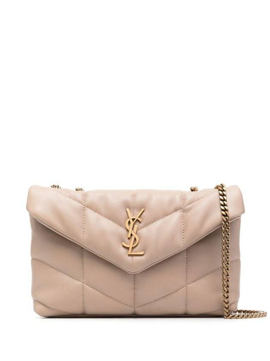 Toy Puffer Quilting Lambskin Shoulder Bag Dark Beige - SAINT LAURENT - BALAAN 1