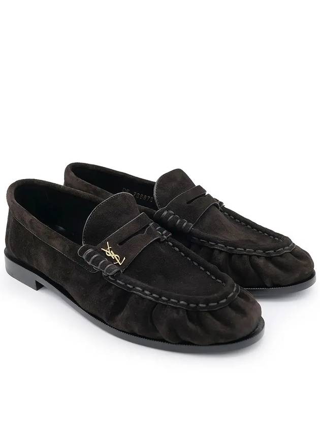 Le Penny Slippers Suede Loafers Dark Chocolate - SAINT LAURENT - BALAAN 2