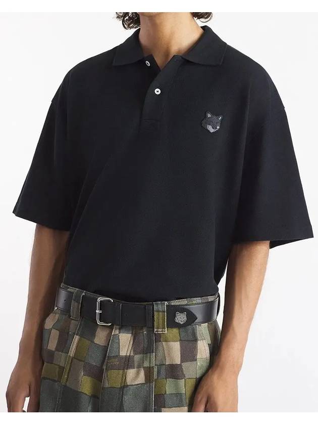 Bold Fox Head Patch Oversized Polo Shirt Black - MAISON KITSUNE - BALAAN 5