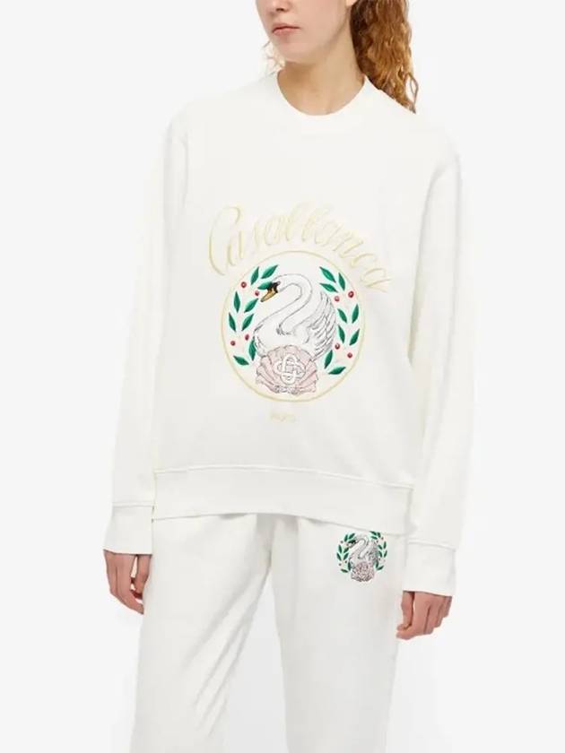 Women's Paris Swan Embroidery Logo Sweatshirt Ivory - CASABLANCA - BALAAN 3