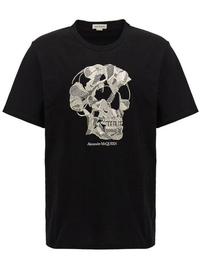 Skull Embroidery Short Sleeve T-Shirt Black - ALEXANDER MCQUEEN - BALAAN 2