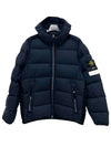 Seamless Logo Nylon Hooded Down Jacket Navy - STONE ISLAND - BALAAN 3