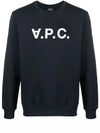 Men's VPC Logo Print Crew Neck Sweatshirt Navy - A.P.C. - BALAAN 3