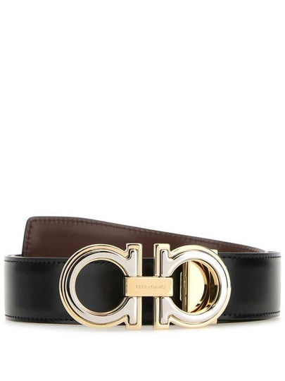 Men's Gancini Reversible Leather Belt Black - SALVATORE FERRAGAMO - BALAAN 2