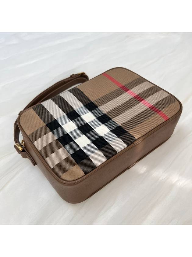 Checked Leather Camera Cross Bag Brown - BURBERRY - BALAAN 6