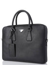 Triangle Logo Saffiano Leather Brief Case Black - PRADA - BALAAN 3