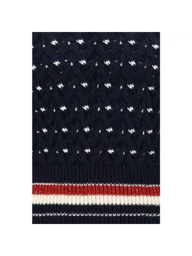 Wool Mohair Long Sleeve Knit Top Navy - THOM BROWNE - BALAAN 4