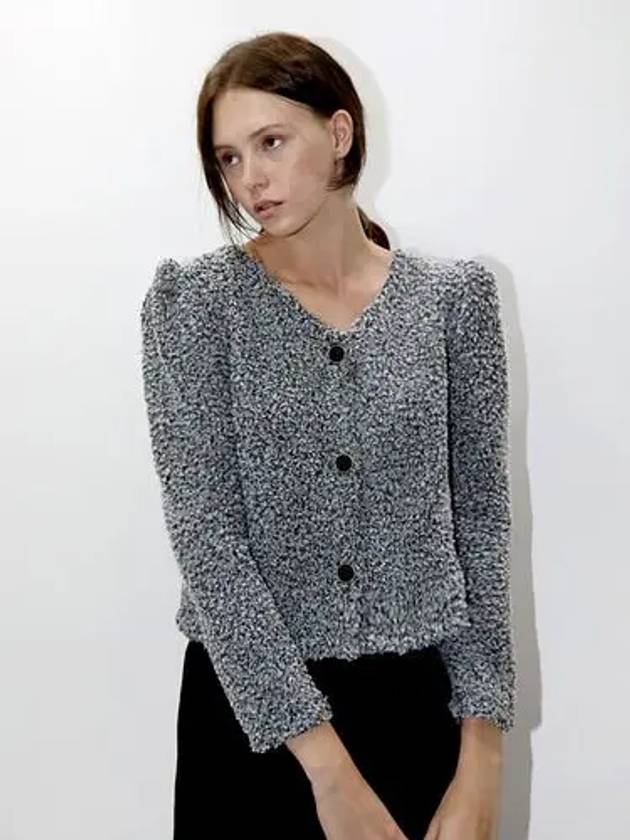 Curling Crop Cardigan Grey - DAMAGE MNEMONIC - BALAAN 1