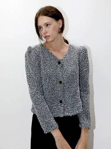 Curling Crop Cardigan Grey - DAMAGE MNEMONIC - BALAAN 1