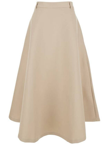 Beige Flared A-Line Skirt With Belt Loops In Cotton Woman - ROHE - BALAAN 1