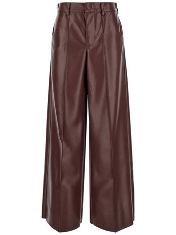 Wide Brown Pants With Concealed Closure In Eco Leather Woman - PHILOSOPHY DI LORENZO SERAFINI - BALAAN 1