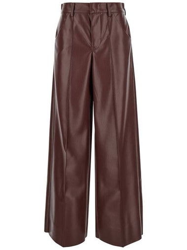 Wide Brown Pants With Concealed Closure In Eco Leather Woman - PHILOSOPHY DI LORENZO SERAFINI - BALAAN 1