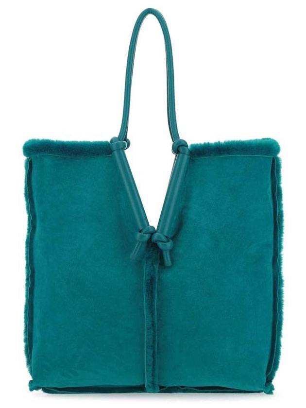 Bowlster Reversible Shearling Tote Bag Blue - BOTTEGA VENETA - BALAAN 1