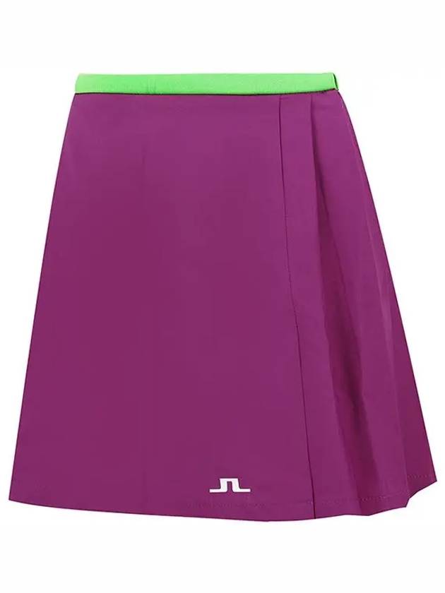 Women's Sierra Golf Pleated Skirt Green Purple - J.LINDEBERG - BALAAN 3