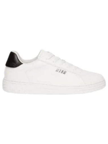 Metal Lettering Logo Leather Low Top Sneakers White - MSGM - BALAAN 1