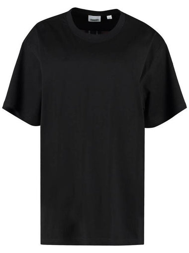 Back Check Panel Cotton Oversized Short Sleeve T-Shirt Black - BURBERRY - BALAAN 1