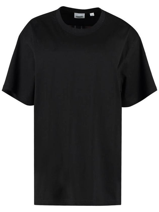 Megan Bag Check Panel Cotton Oversized Short Sleeve T-Shirt Black - BURBERRY - BALAAN 1