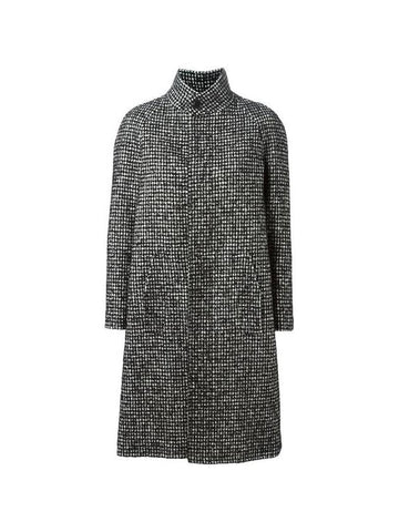 Houndstooth Wool Single Coat Grey - SAINT LAURENT - BALAAN 1