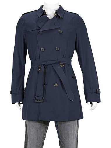 Burberry Men's Heritage Navy Kensington Mid Trench Coat, Brand Size 50 (US Size 40) - BURBERRY - BALAAN 1