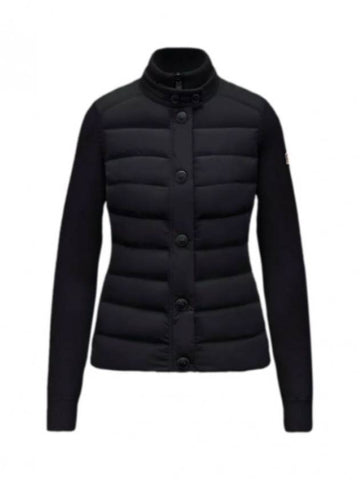 Grenoble Women's Wool Padded Cardigan Black - MONCLER - BALAAN.