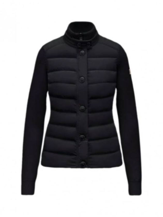 Grenoble Women's Wool Padded Cardigan Black - MONCLER - BALAAN.