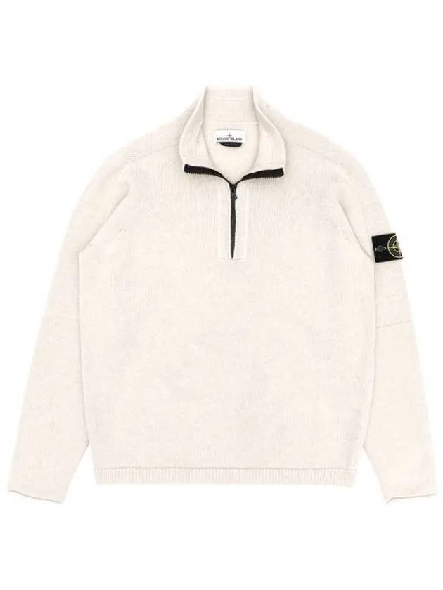 Wappen Patch Lambswool Half-Zip Knit Top White - STONE ISLAND - BALAAN 2