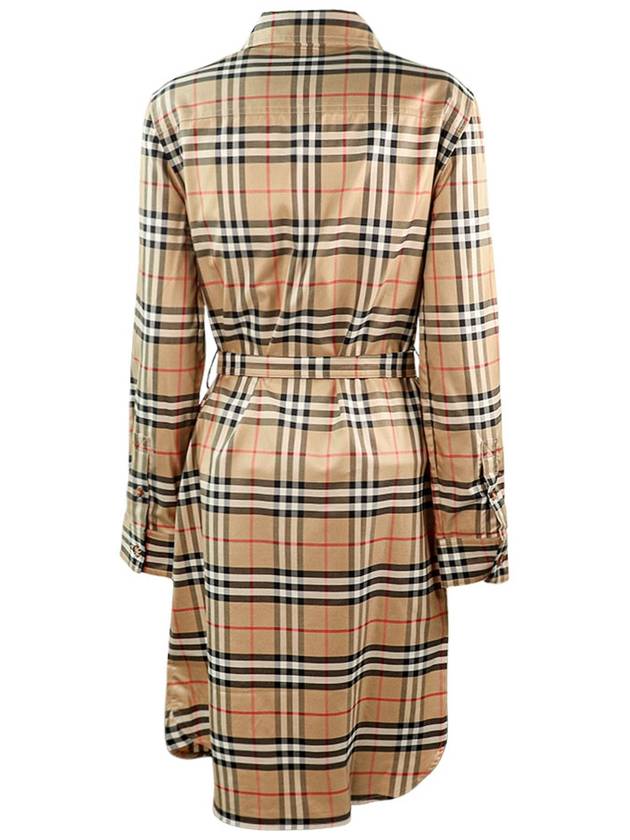 Belted Check Midi Shirt Dress Beige - BURBERRY - BALAAN 3