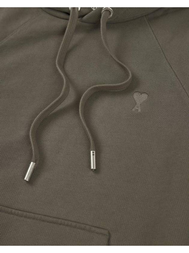 Logo Detail Drawstring Hoodie Smoke Grey - AMI - BALAAN 4