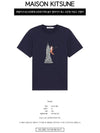 Oly Empire Fox Printing Round Cotton Short Sleeve T-Shirt Navy - MAISON KITSUNE - BALAAN 3