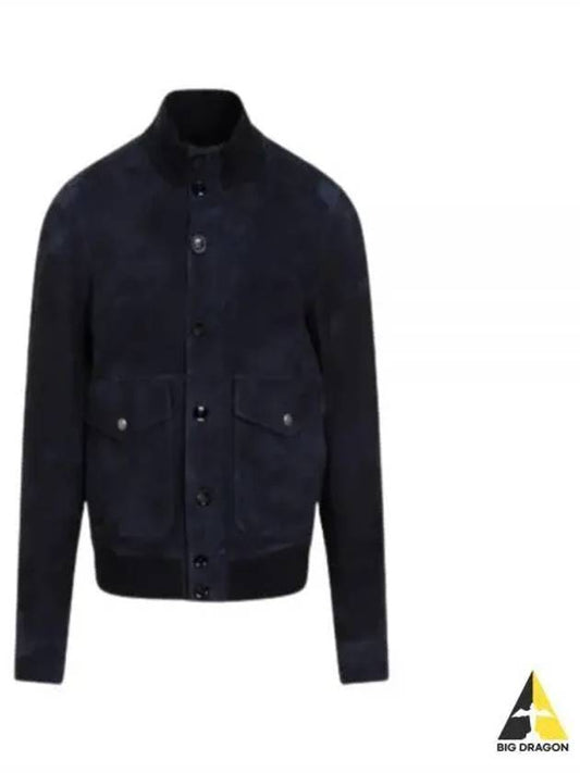 Leather Light Suede Bomber Jacket Navy - TOM FORD - BALAAN 2