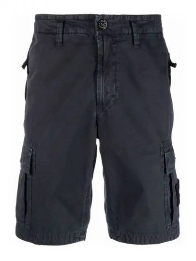 Men's Wappen Patch Pocket Bermuda Cargo Shorts Navy - STONE ISLAND - BALAAN 2