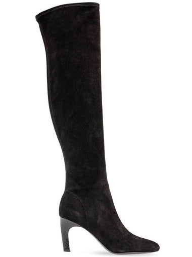 Tory Burch Suede Heeled Knee-high Boots, Women's, Black - TORY BURCH - BALAAN 1