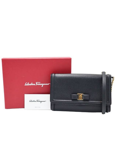 Women s Leather Cross Bag Black Ferragamo 22 C940 Pebble Calfskin Gold Barazini Mini Chain - SALVATORE FERRAGAMO - BALAAN 2