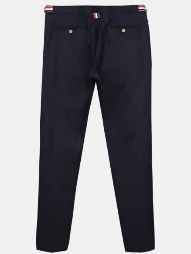 Low Rise Side Tab Wool Slacks Navy - THOM BROWNE - BALAAN 3