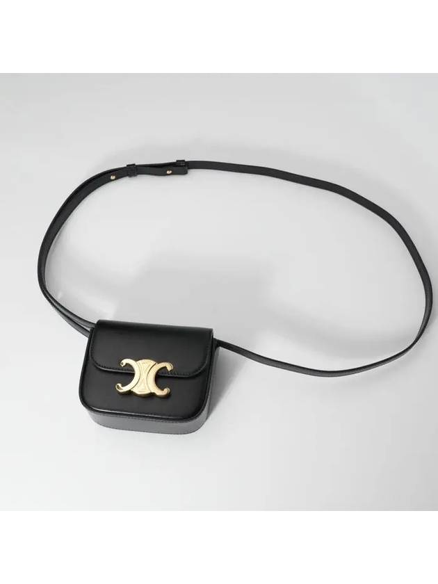 Triomphe Small Shiny Calfskin Cross Bag Black - CELINE - BALAAN 10