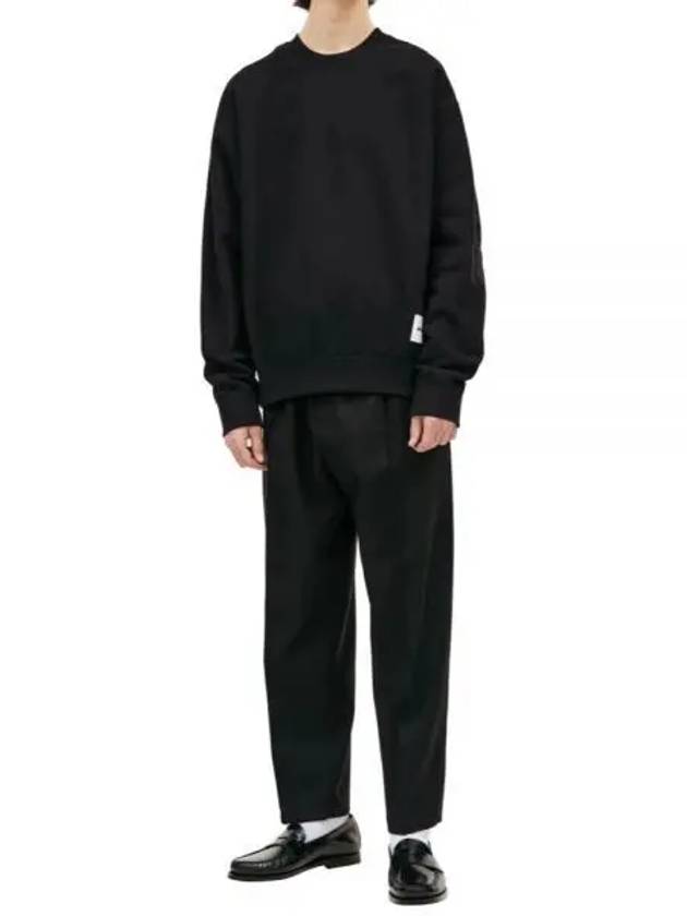 Logo Patch Crew Neck Cotton Sweatshirt Black - JIL SANDER - BALAAN 2