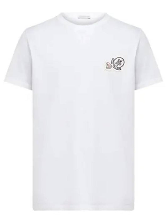 Double Logo Patch Short Sleeve T-shirtWhite - MONCLER - BALAAN 2