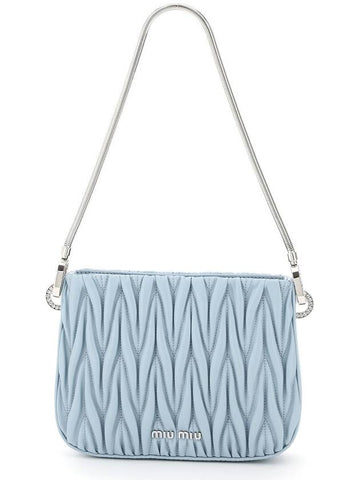 Women's Sassy Matelasse Shoulder Bag Blue - MIU MIU - BALAAN.