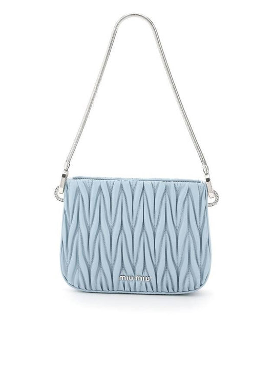 Sassy Matelasse Nappa Leather Shoulder Bag Blue - MIU MIU - BALAAN 1