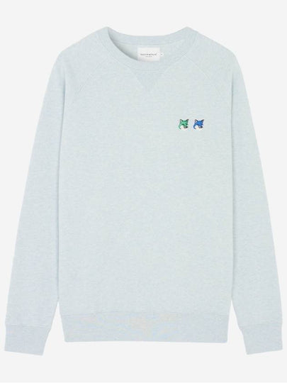 Double Monochrome Fox Head Patch Classic Sweatshirt Light Blue - MAISON KITSUNE - BALAAN 2