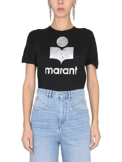 Koldi Linen Short Sleeve T-Shirt Black - ISABEL MARANT ETOILE - BALAAN 2