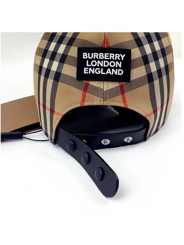 logo applique vintage check ball cap beige - BURBERRY - BALAAN.