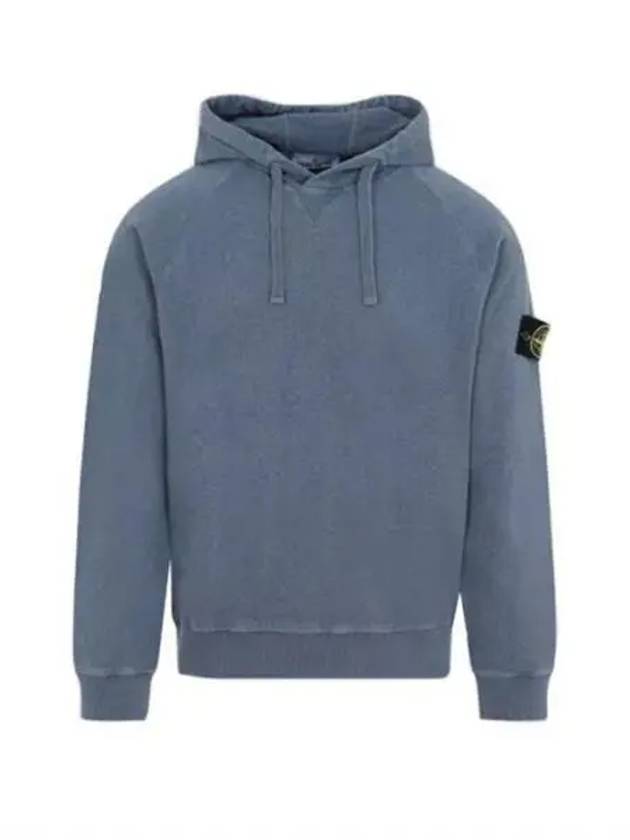 Men's Waffen Patch OLD Treatment Cotton Hoodie Blue - STONE ISLAND - BALAAN 2