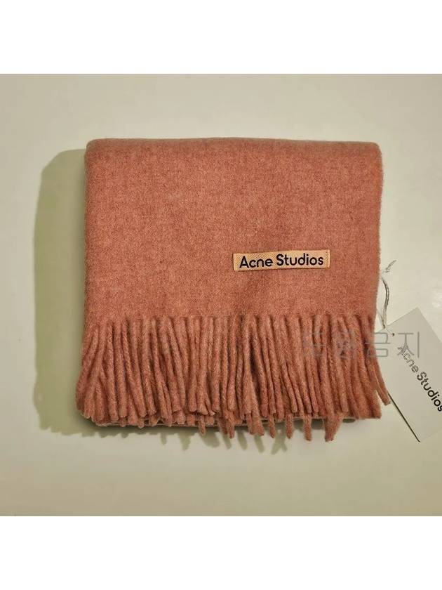 Logo Fringe Cashmere Muffler Rose - ACNE STUDIOS - BALAAN 3