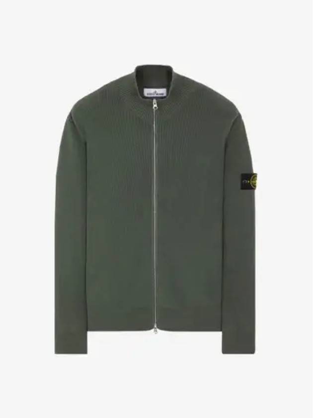 Wappen Patch Knit Zip-Up Jacket Dark Green - STONE ISLAND - BALAAN 3