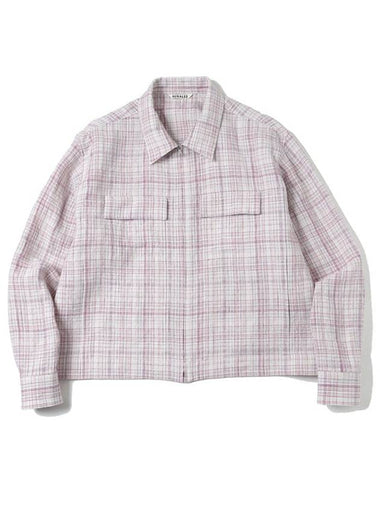 Linen Silk Check Zip Blouson - AURALEE - BALAAN 1